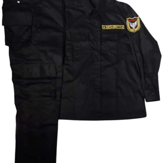 BỘ BẢO VỆ ÁO TAY DÀI, QUẦN TÚI HÔP MÀU ĐEN CHẤT KAKI HÀN QUỐC