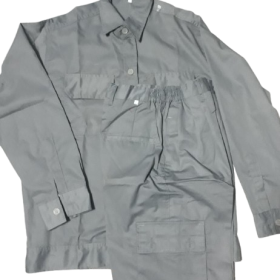 BỘ CÔNG NHÂN MÀU XÁM VẢI KAKI 65/35 CÓ SẴN