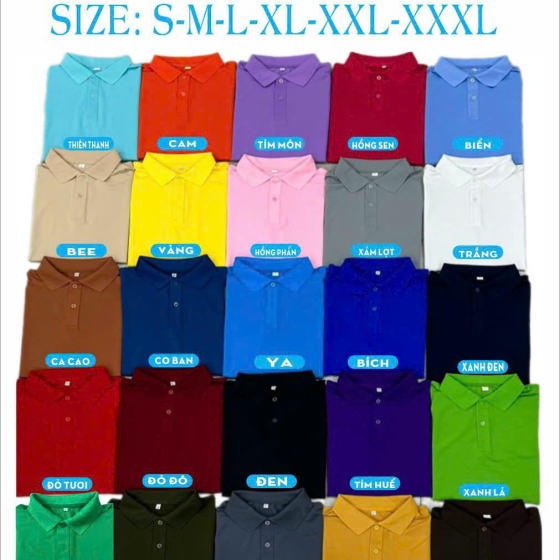 Áo poly trơn chất co giãn 4 chiều, màu trơn không phối sọc