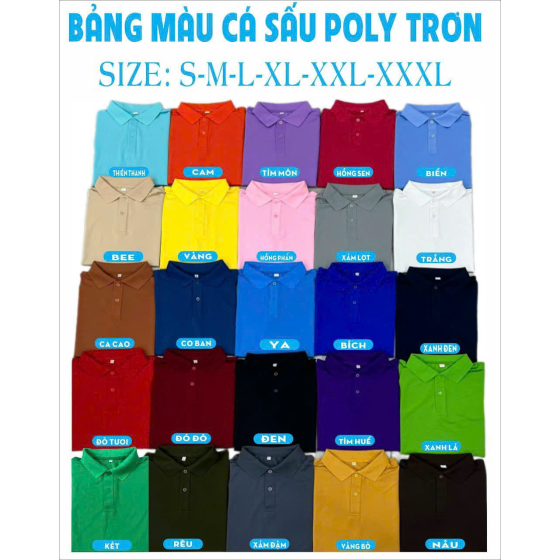 Áo poly trơn chất co giãn 4 chiều, màu trơn không phối sọc